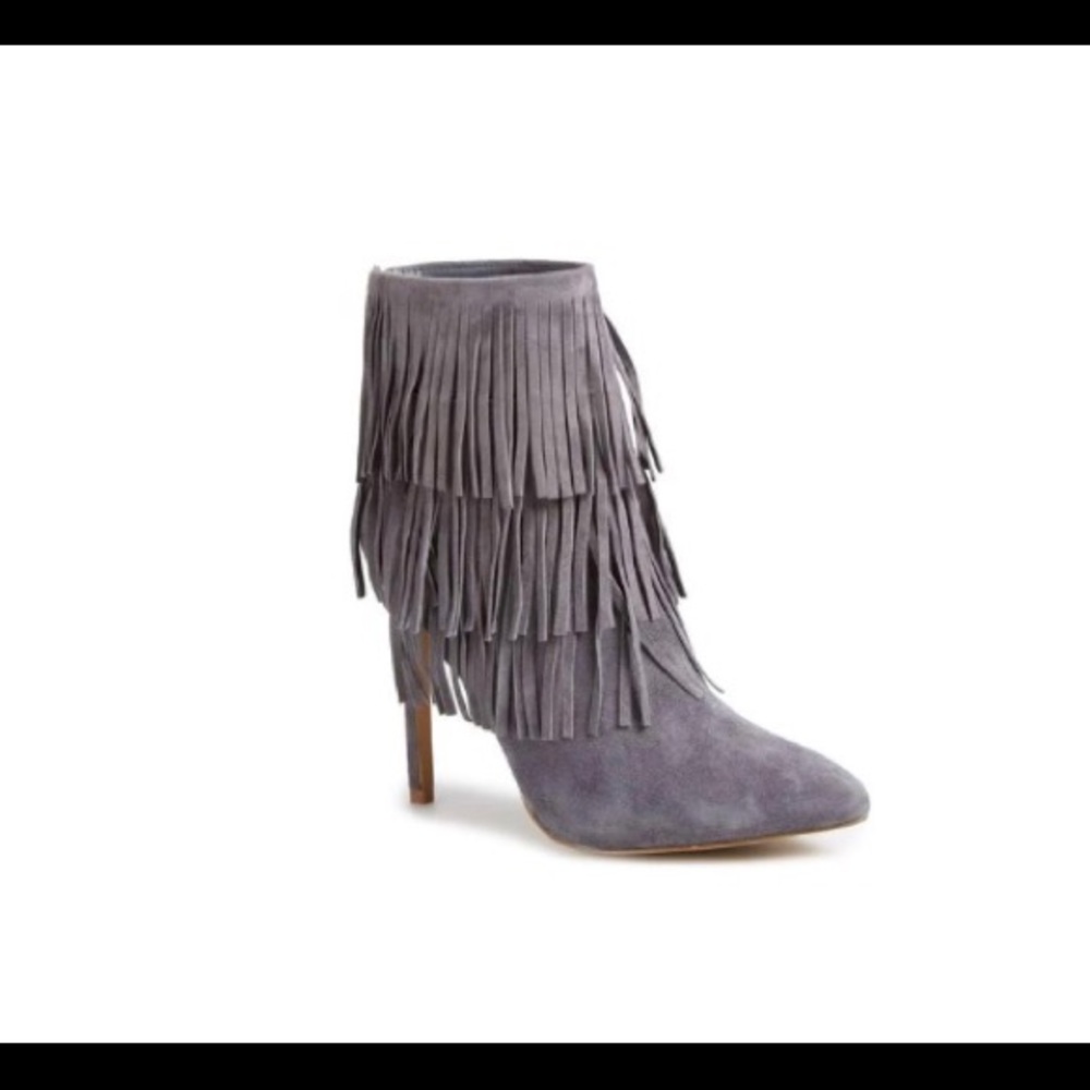 Steve Madden Grey suede flapper fringe  booties